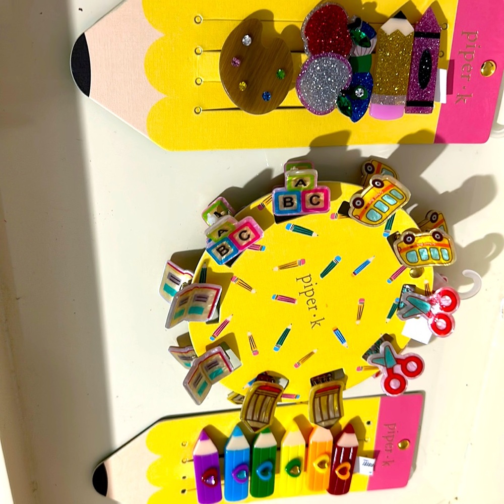 New: 3 Hard to find Piper•k school themed hair clips! Just in time for school